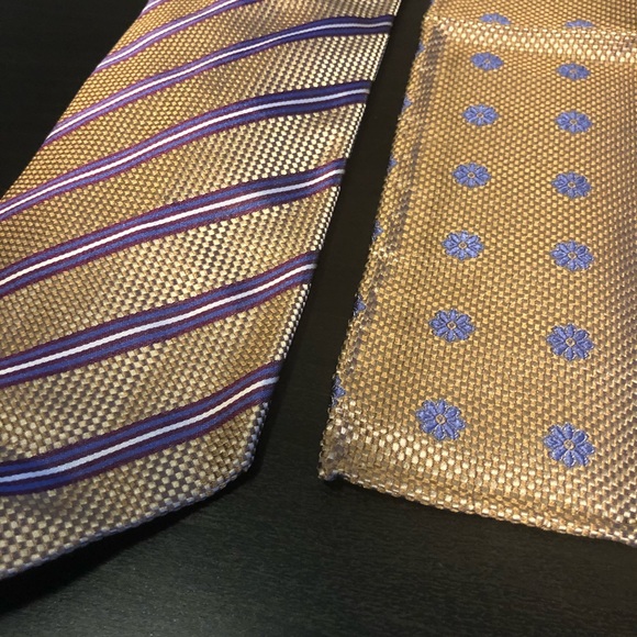 Italo Ferretti Silk Tie and Hanky Combo Set - Picture 1 of 8